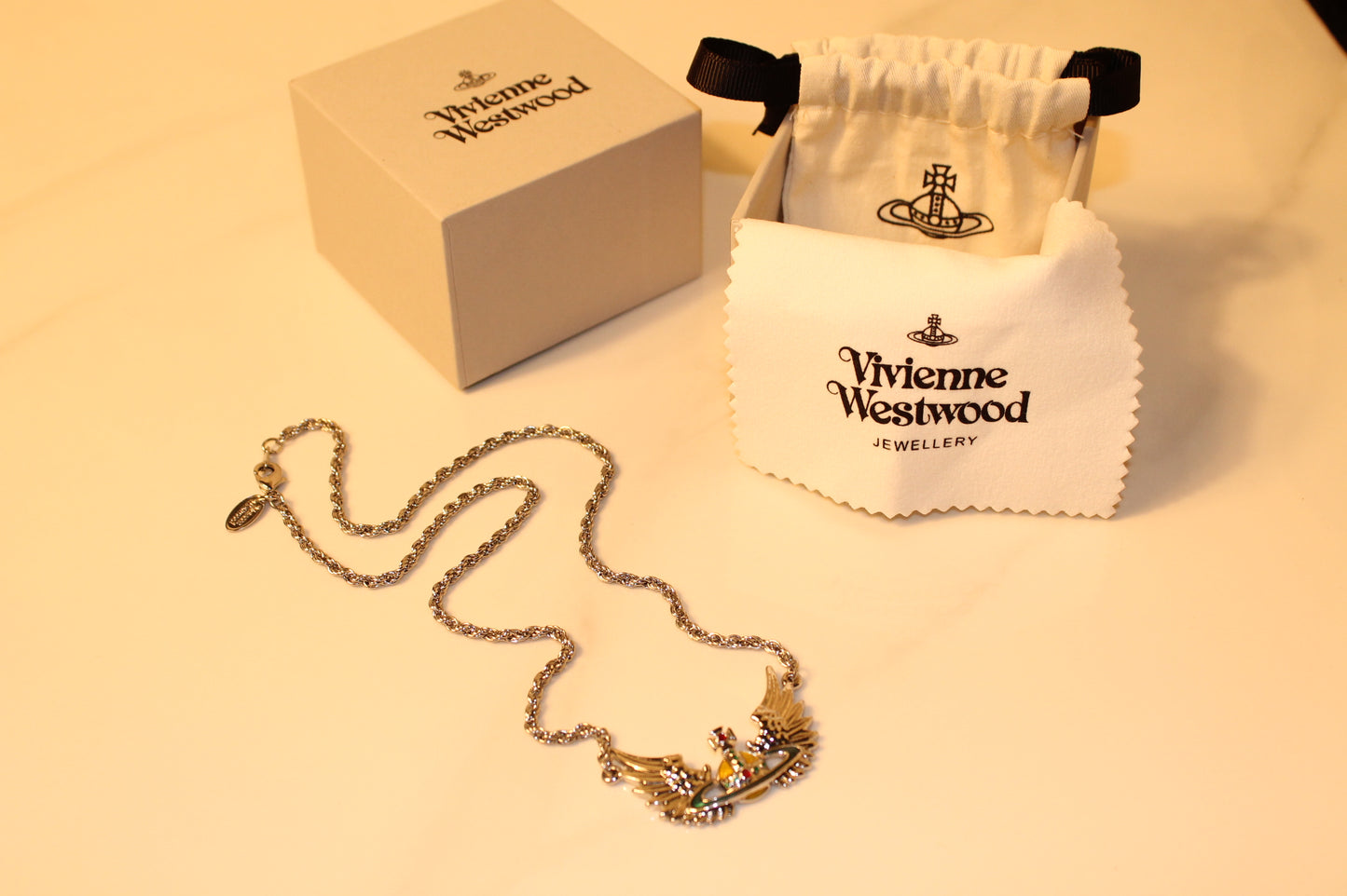 Rare Vivienne Westwood Winged Orb Necklace