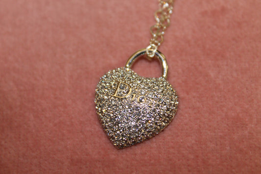 Dior Crystal Pavé Heart Necklace